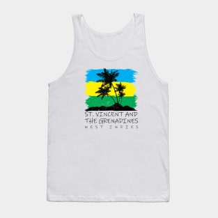 St Vincent and the Grenadines National Colors with Palm Silhouette Tank Top